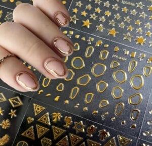 wedding guest nails for Black women Beauty 30 Sheets Gold Nail Art Stickers 3D