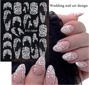 wedding guest nails for Black women Beauty Flower Nail Art Stickers Decals