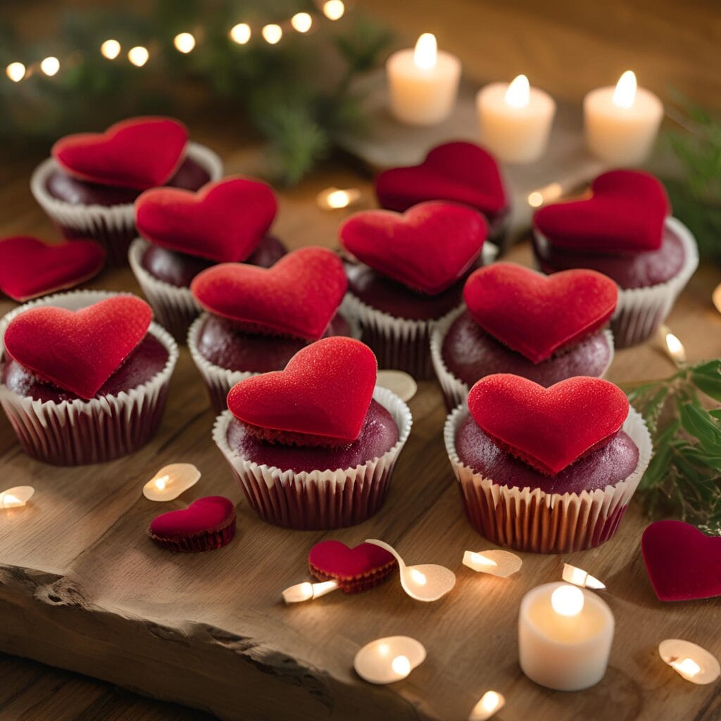 Heart-Shaped Red Velvet Cupcakes