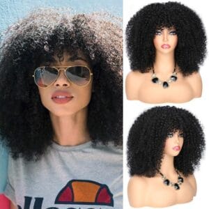 Short Curly Afro Human Hair Wig
