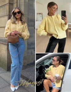 butter yellow cardigans