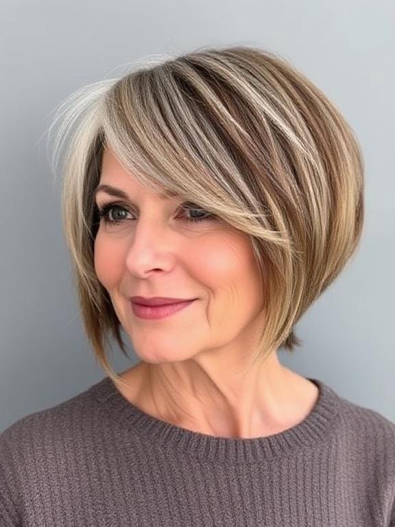 Asymmetrical Bob for older women