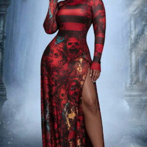 Plus Size Red Halloween High Collar