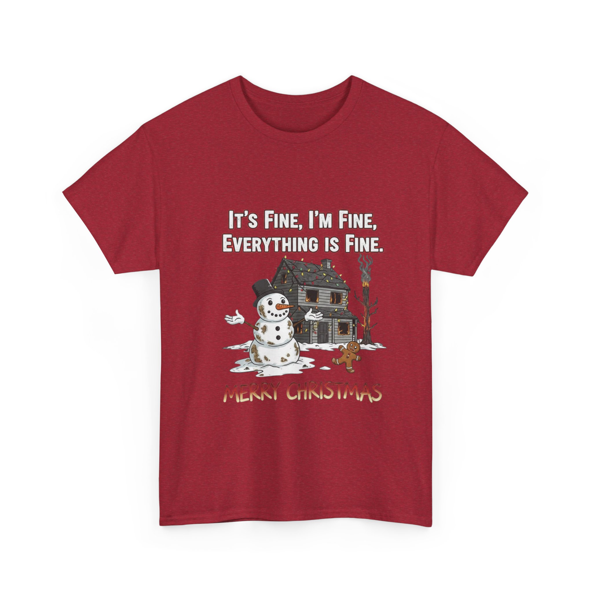 Funny Christmas Snowman T-Shirt Funny Christmas Snowman T-Shirt – “It’s Fine, I’m Fine, Everything Is Fine” Holiday Tee - Image 8