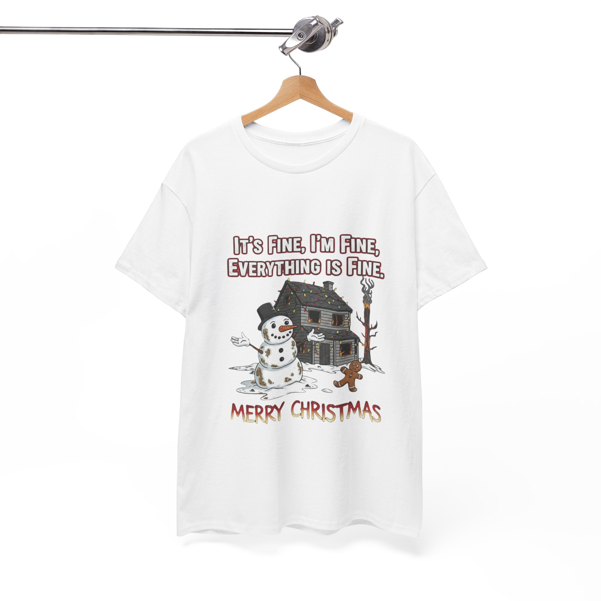 Funny Christmas Snowman T-Shirt Funny Christmas Snowman T-Shirt – “It’s Fine, I’m Fine, Everything Is Fine” Holiday Tee - Image 2