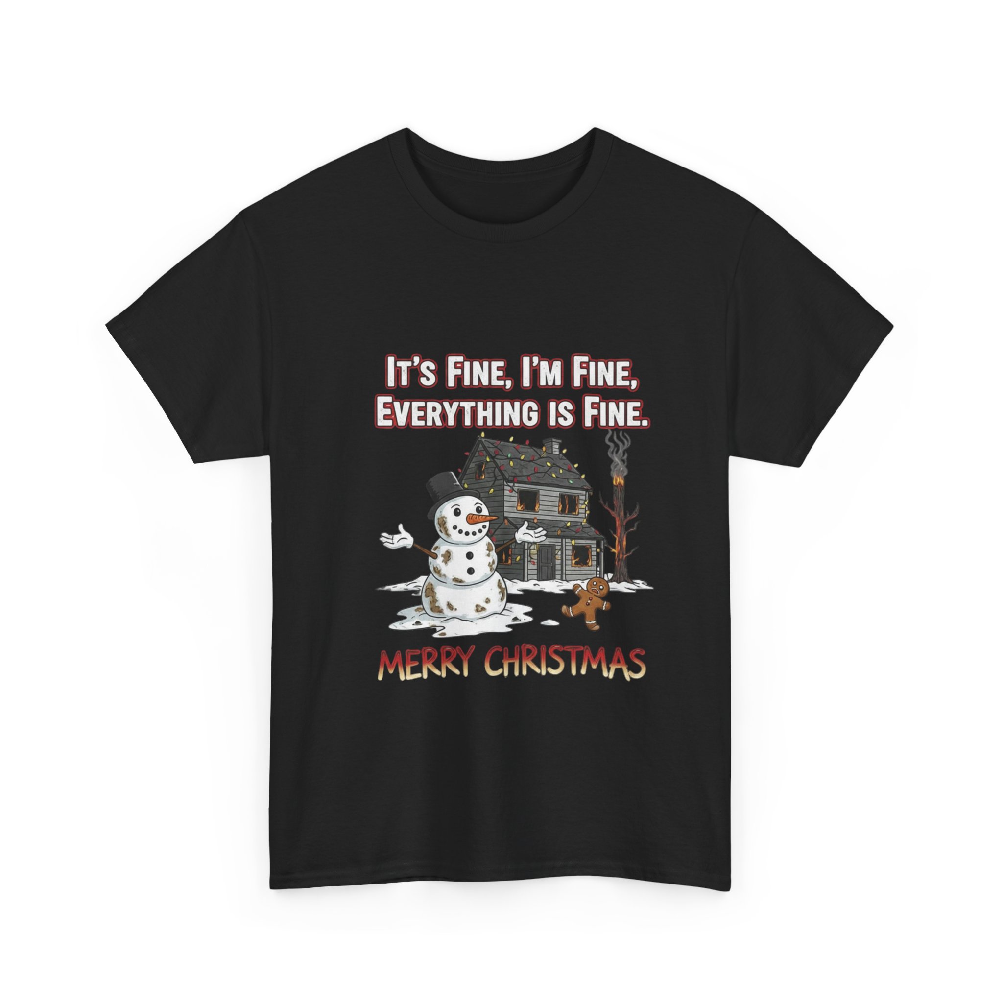 Funny Christmas Snowman T-Shirt Funny Christmas Snowman T-Shirt – “It’s Fine, I’m Fine, Everything Is Fine” Holiday Tee - Image 6