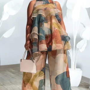 chiffon two-piece pant set